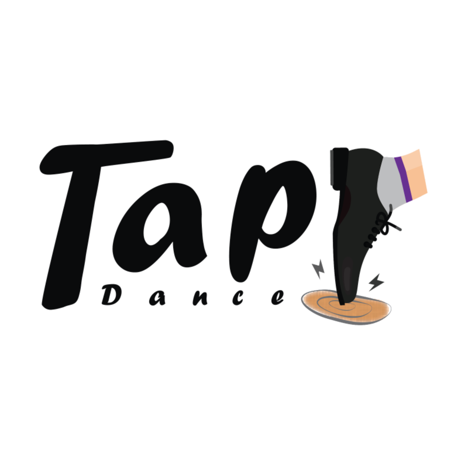 Text reads"Tap Dance" and one foot wearing shoes