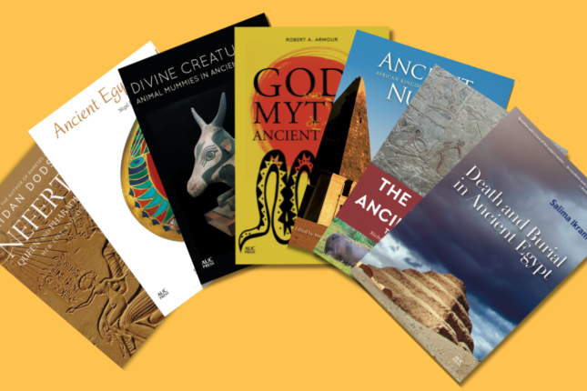 An image of seven books spread in a fan cover which displays each books' individual cover