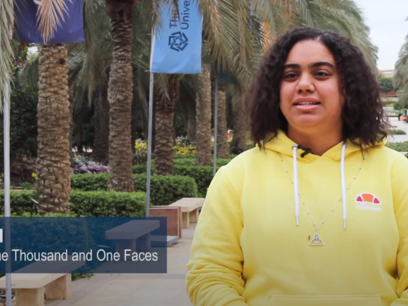 Student is standing in a garden "Salma Awad", "Cairo, the City of the Thousand and One Faces"