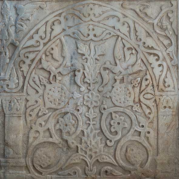 A decorative pattern on a stone surface