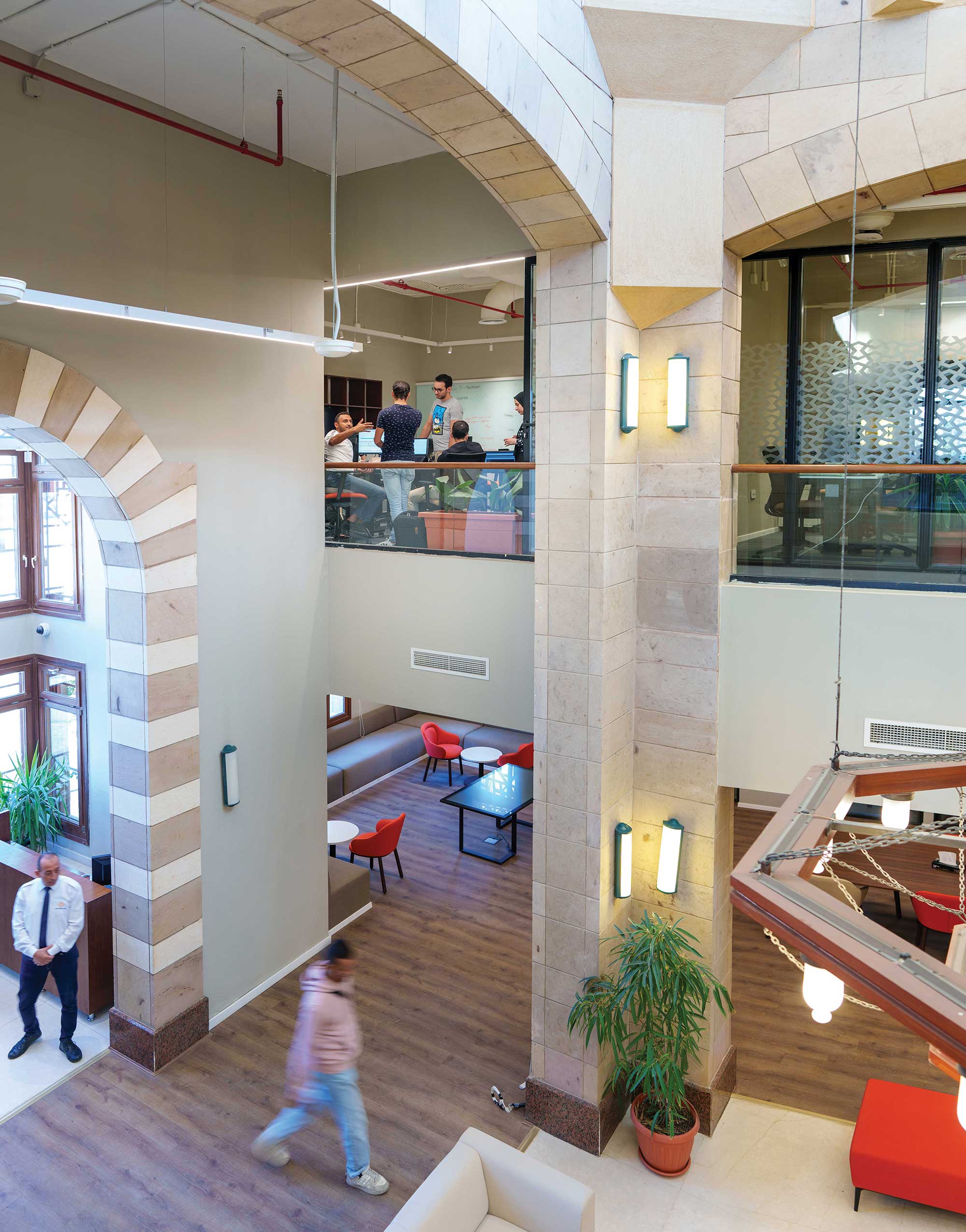 View of the innovation hub lobby from the second floor