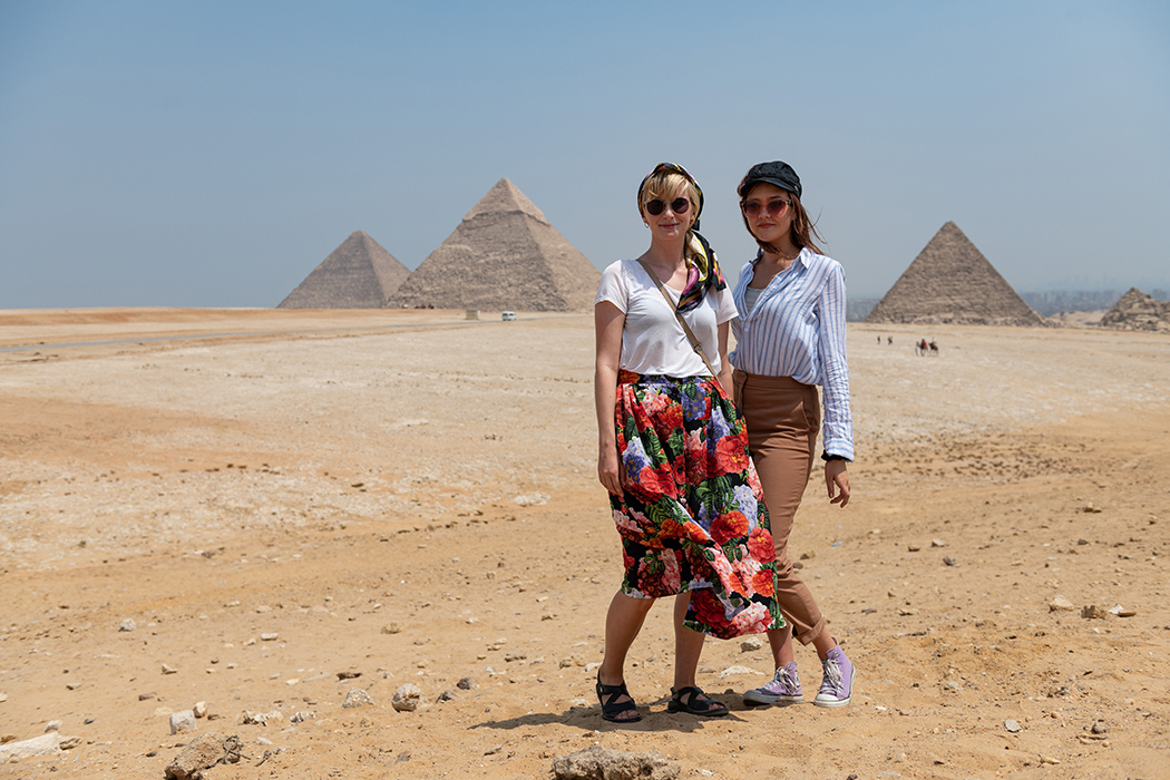 AUC international students at the pyramids