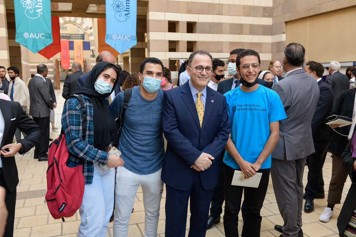 President Ahmad Dallal with Students
