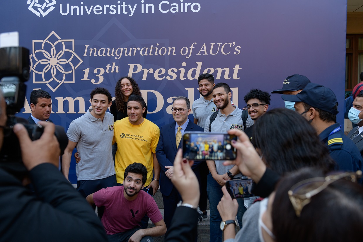 President Ahmad Dallal with Students