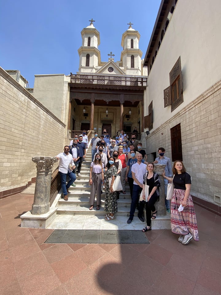 International Students at an old church