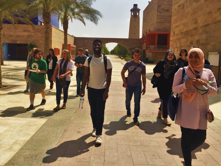 International students at university campus
