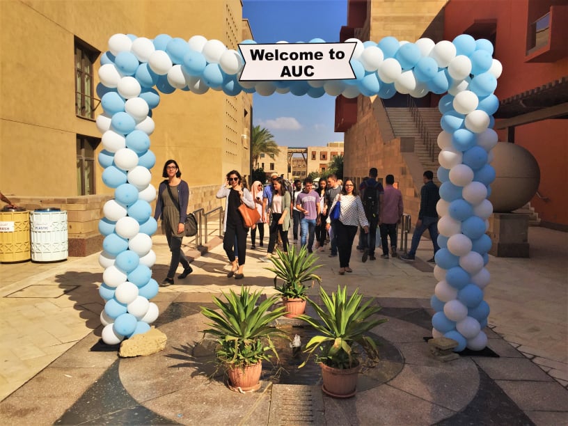 International students at university campus