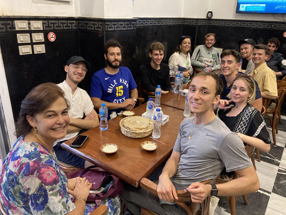 International students having lunch 