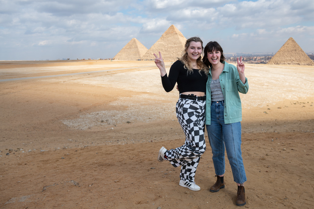 students at the giza pyramids