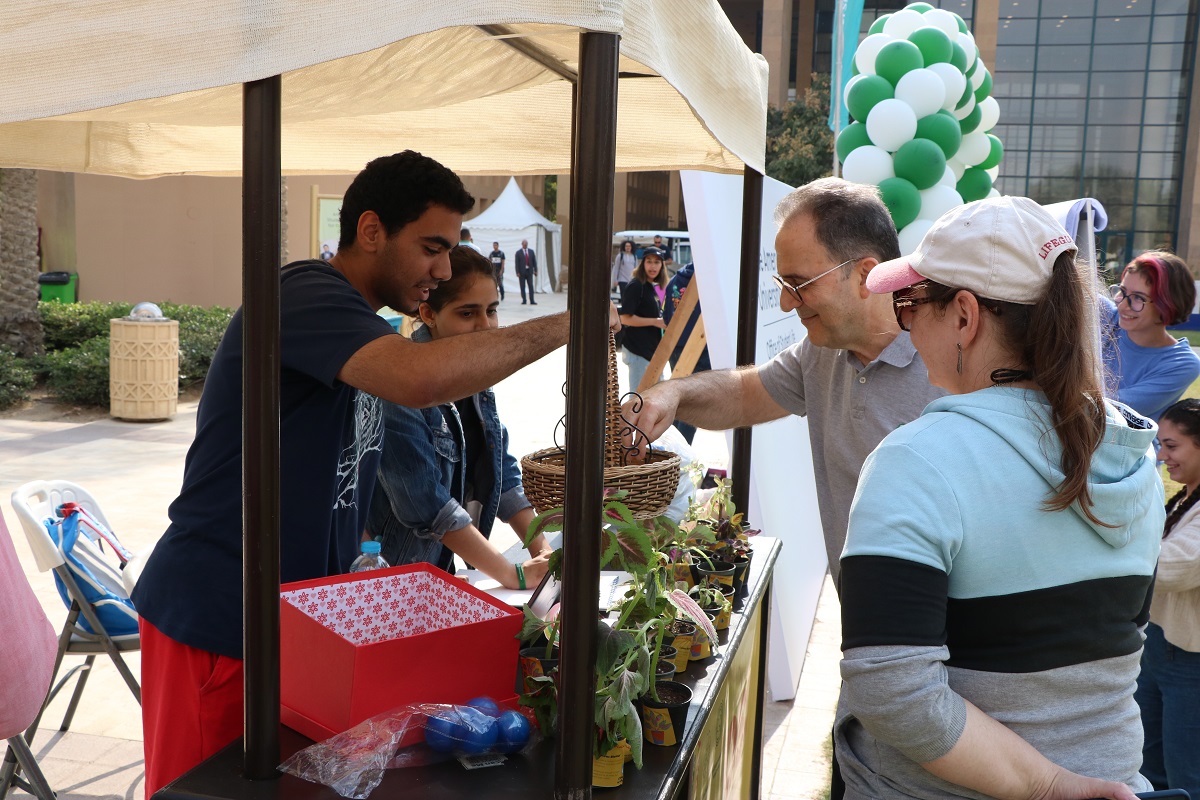 People looking at plants