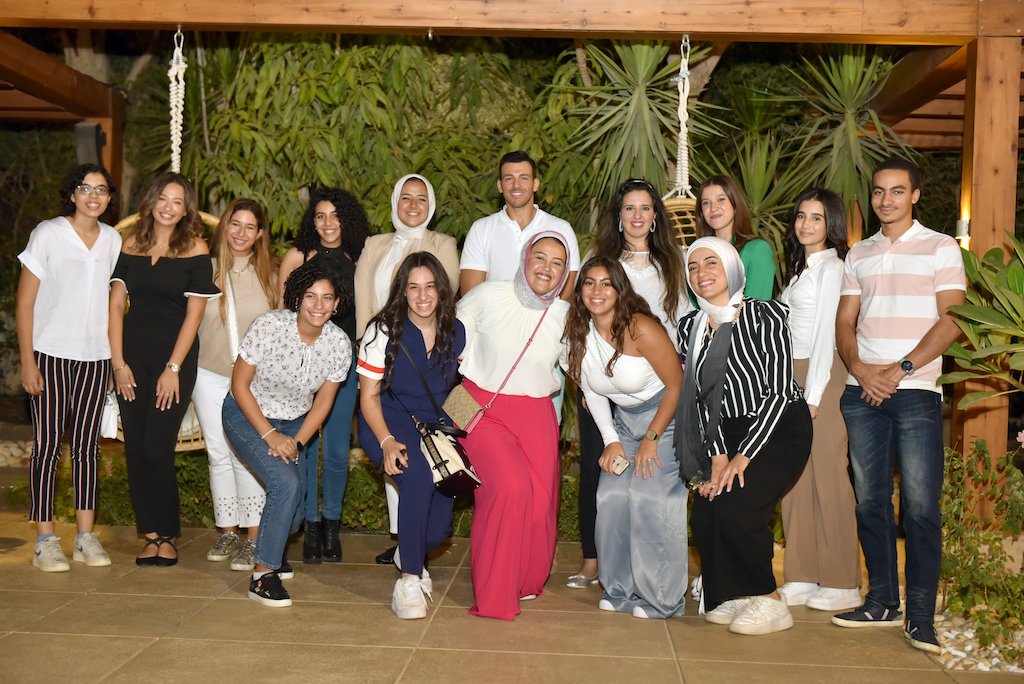 Ramy Radwan with a group of AUC senior students