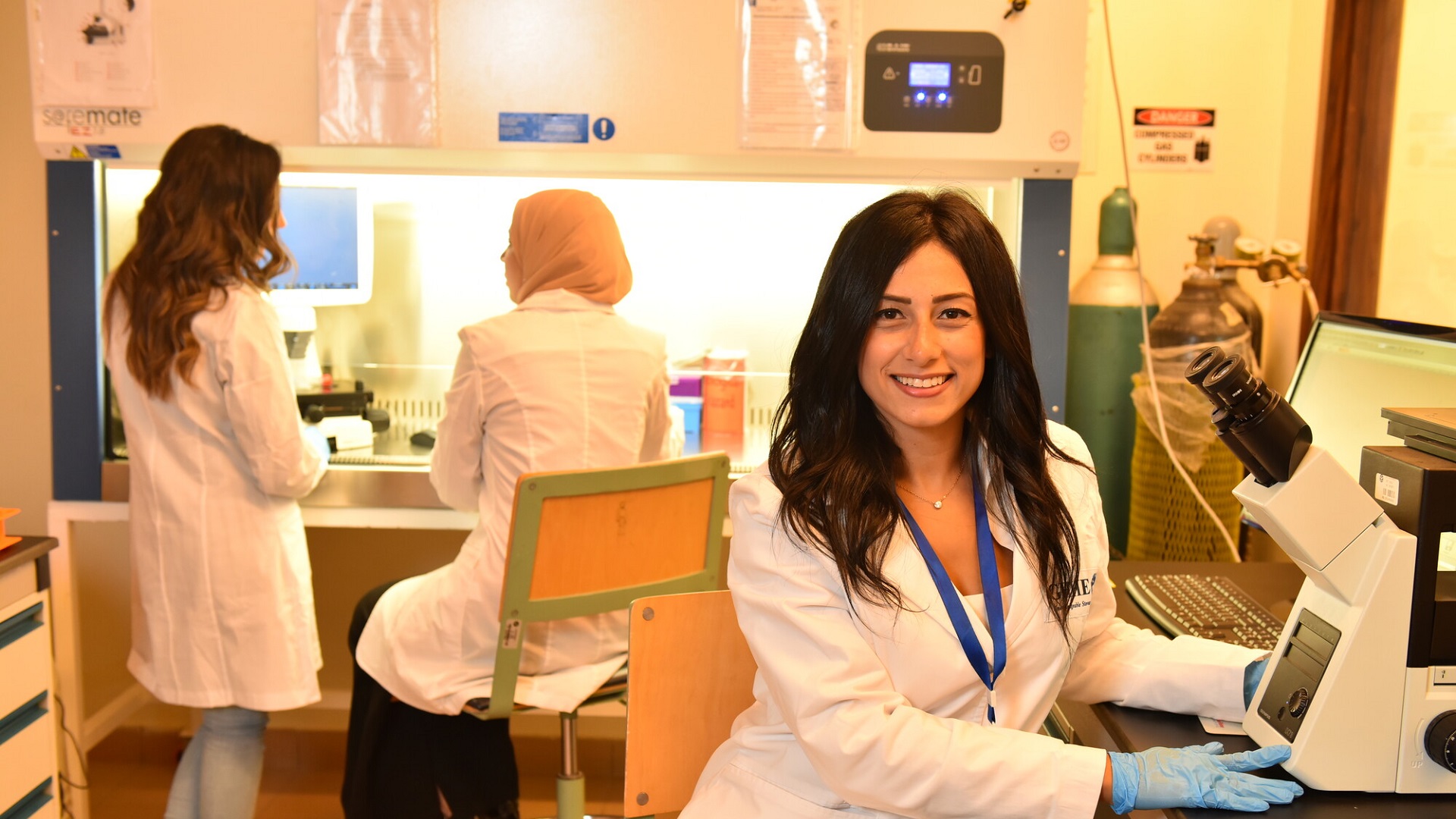 Girl in a research lab