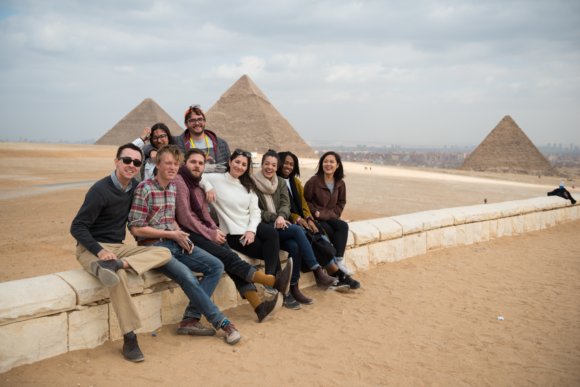 AUC international students at the pyramids