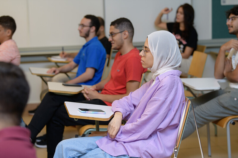 A student in class