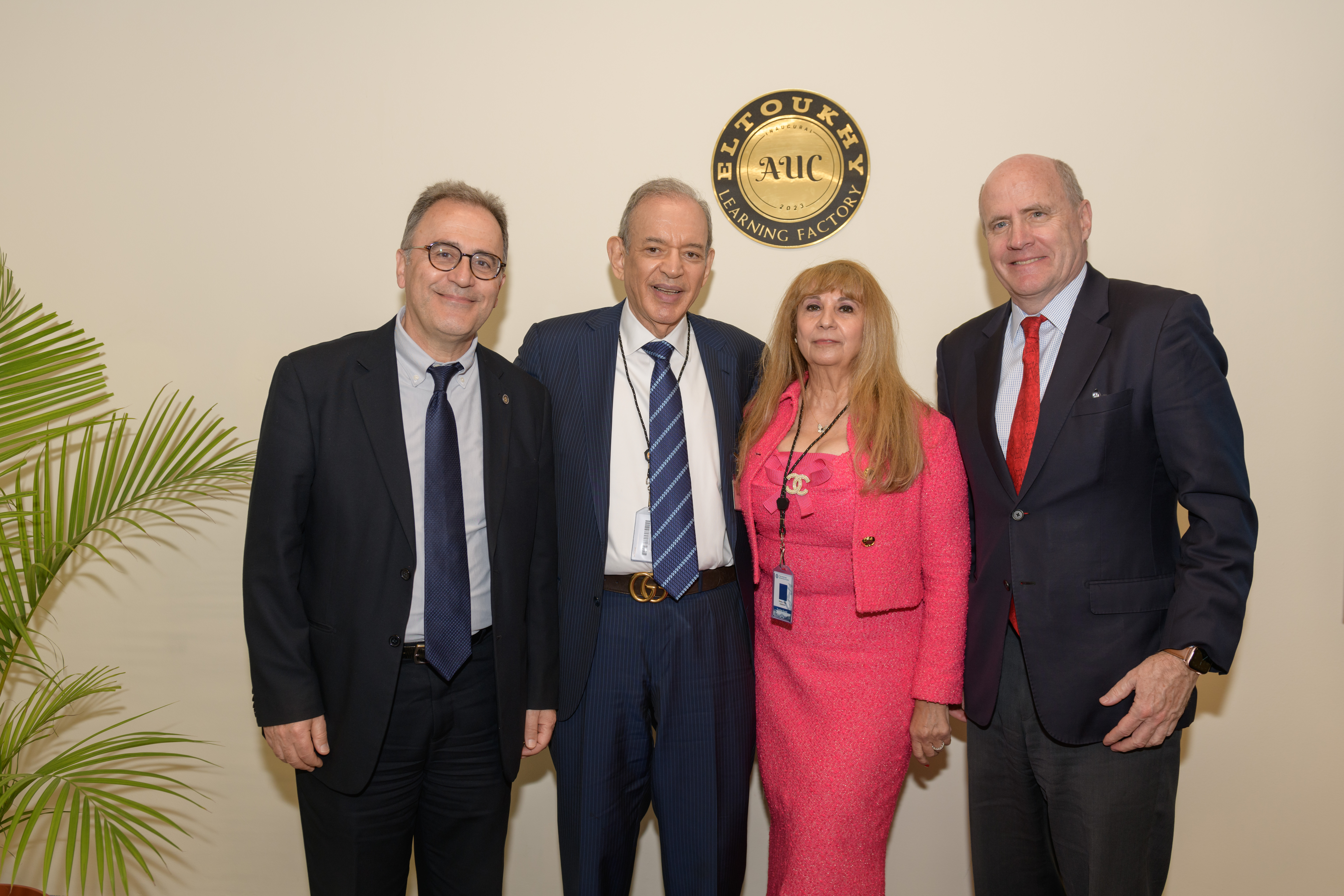 AUC Board Chair Mark Turnage, AUC President Ahmad Dallal and Dr. and Mrs. Eltoukhy