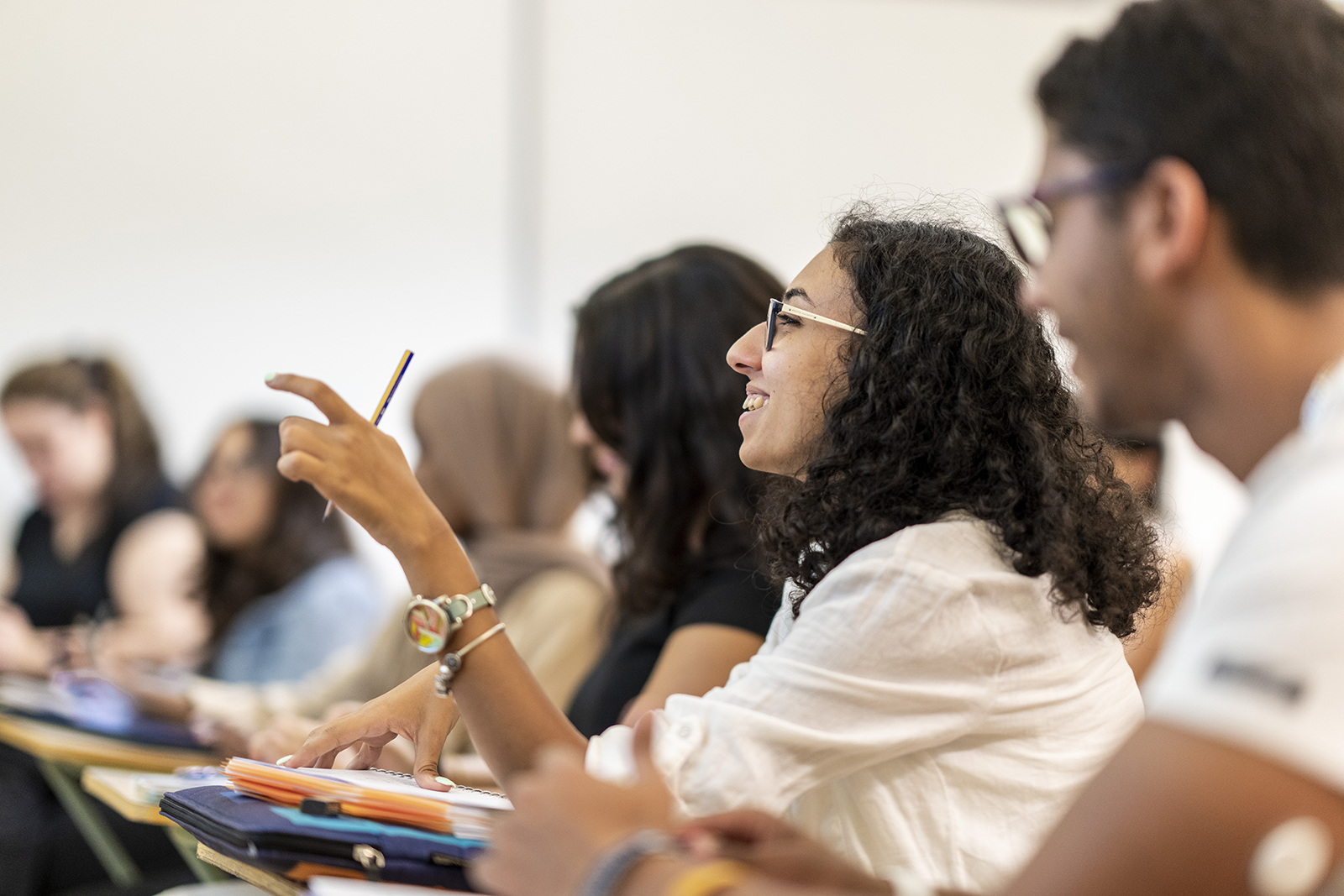 Smiling students in classroom