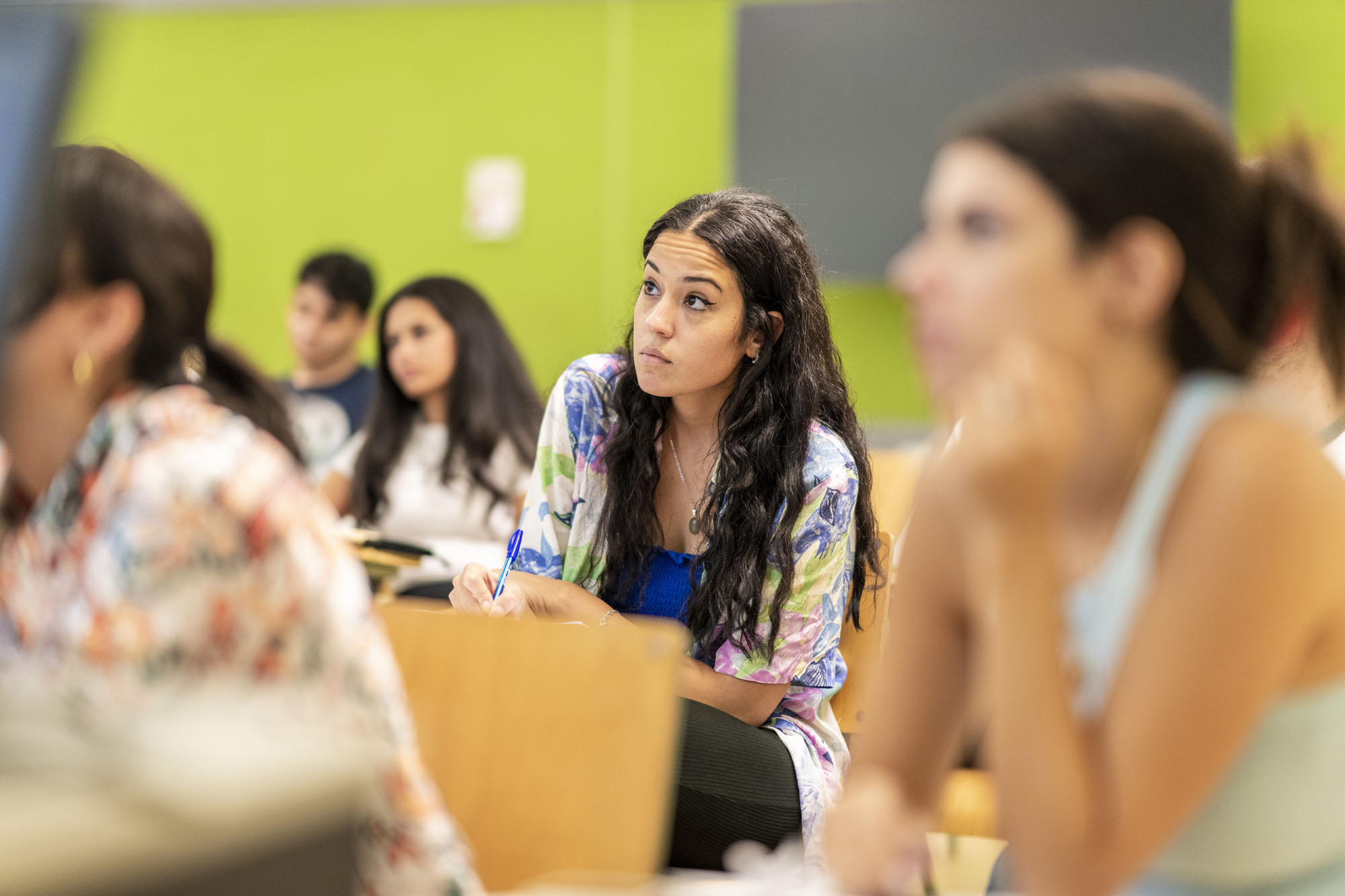 Students in class paying attention