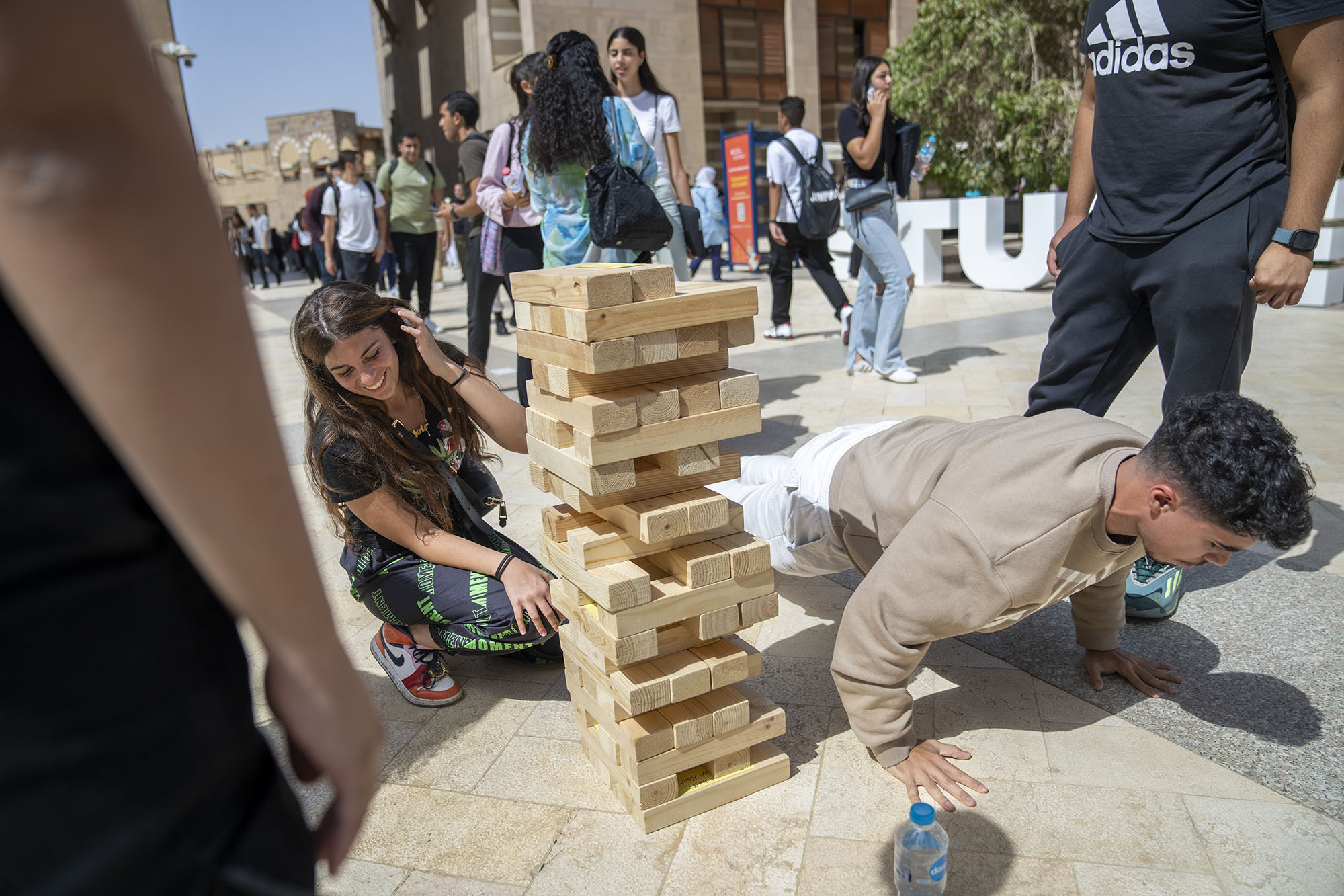 students on campus in activity