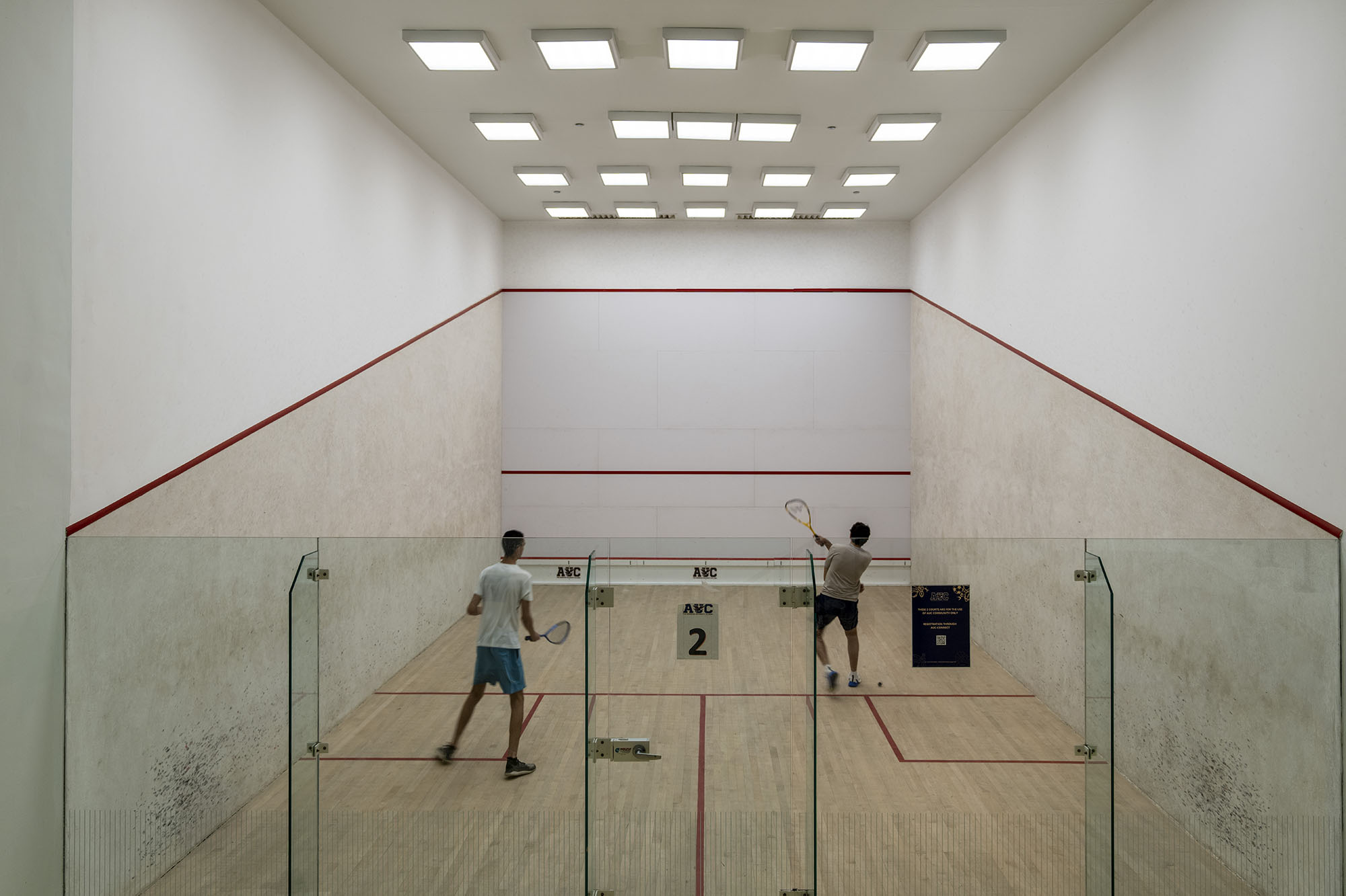 Playing squash