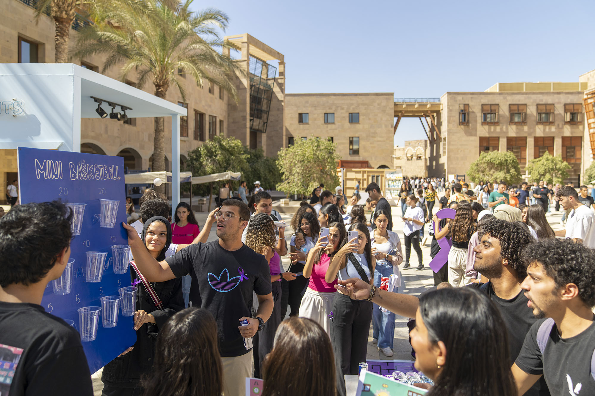 students on campus in activity