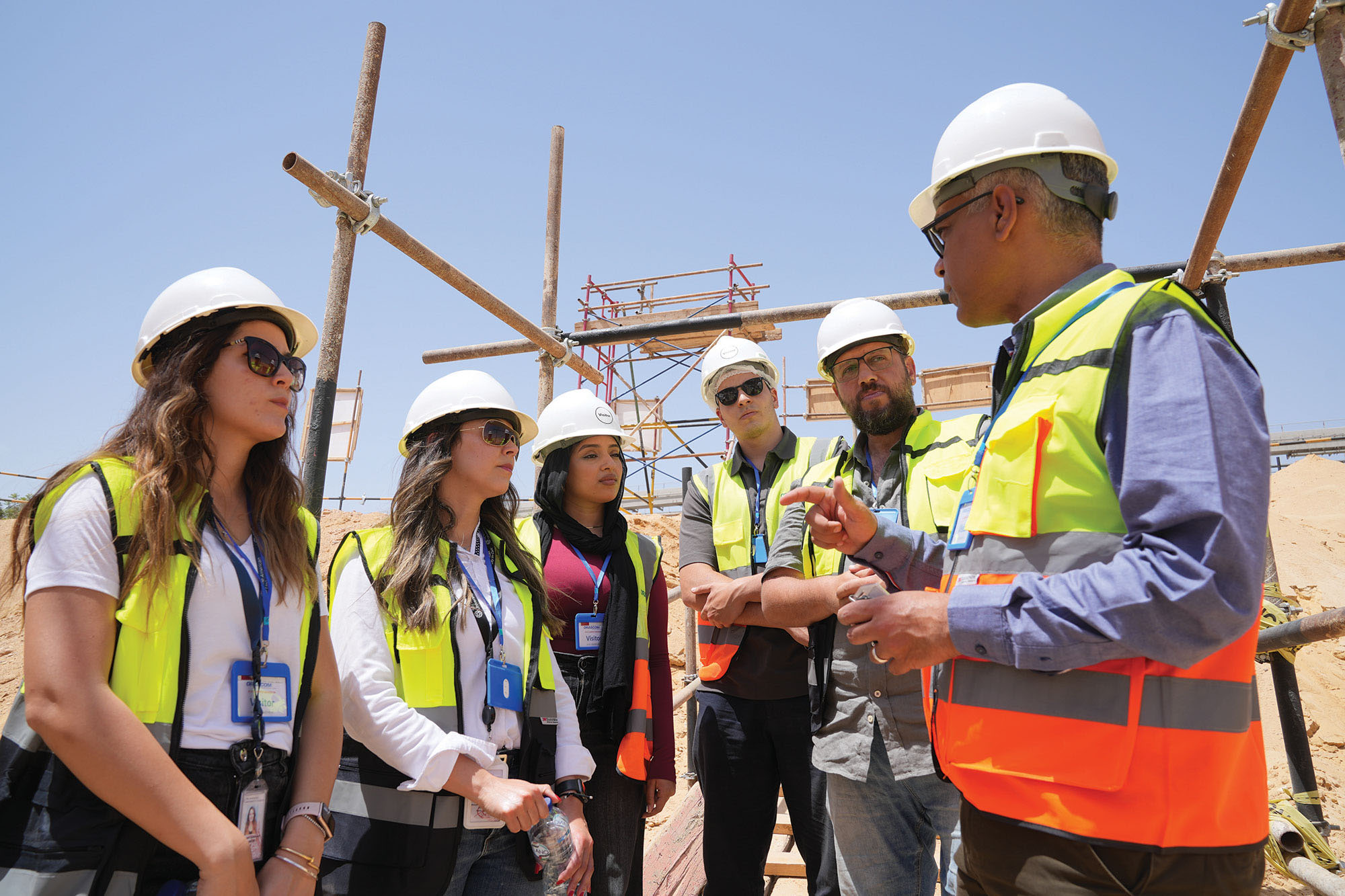 students with dr. khaled at the construction field