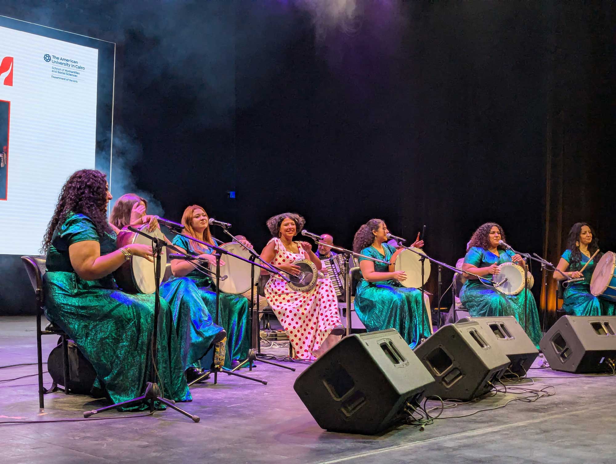 Musicians on stage playing together 