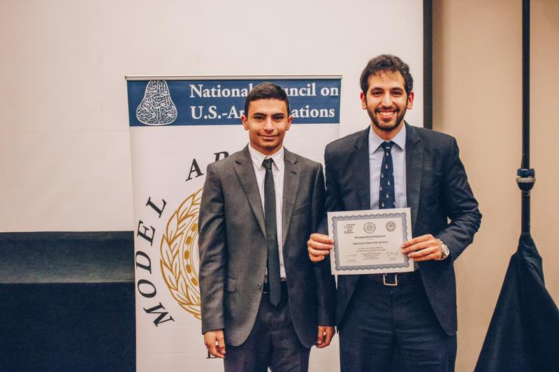 Two AUC CIMAL students were honored in each council at Georgetown University’s 34th U.S. National Universities Model Arab League.