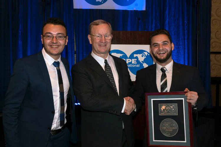  Mark Mohy, SPE International President Nathan Meehan and Omar Fathy at the Student Awards Luncheon