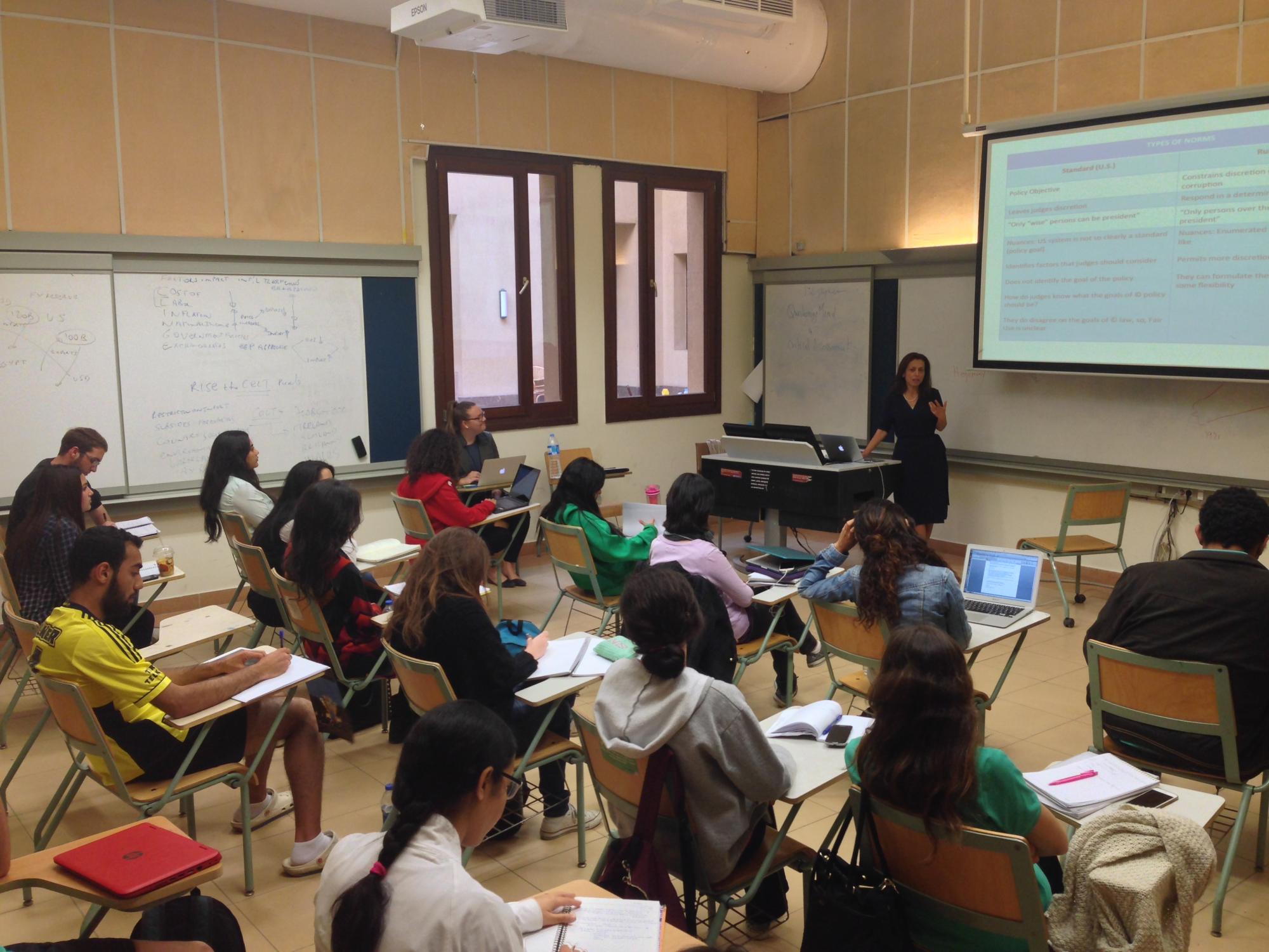 Nagla Rizk teaches CopyrightX to economics students.
