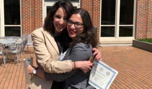 two girls hugging