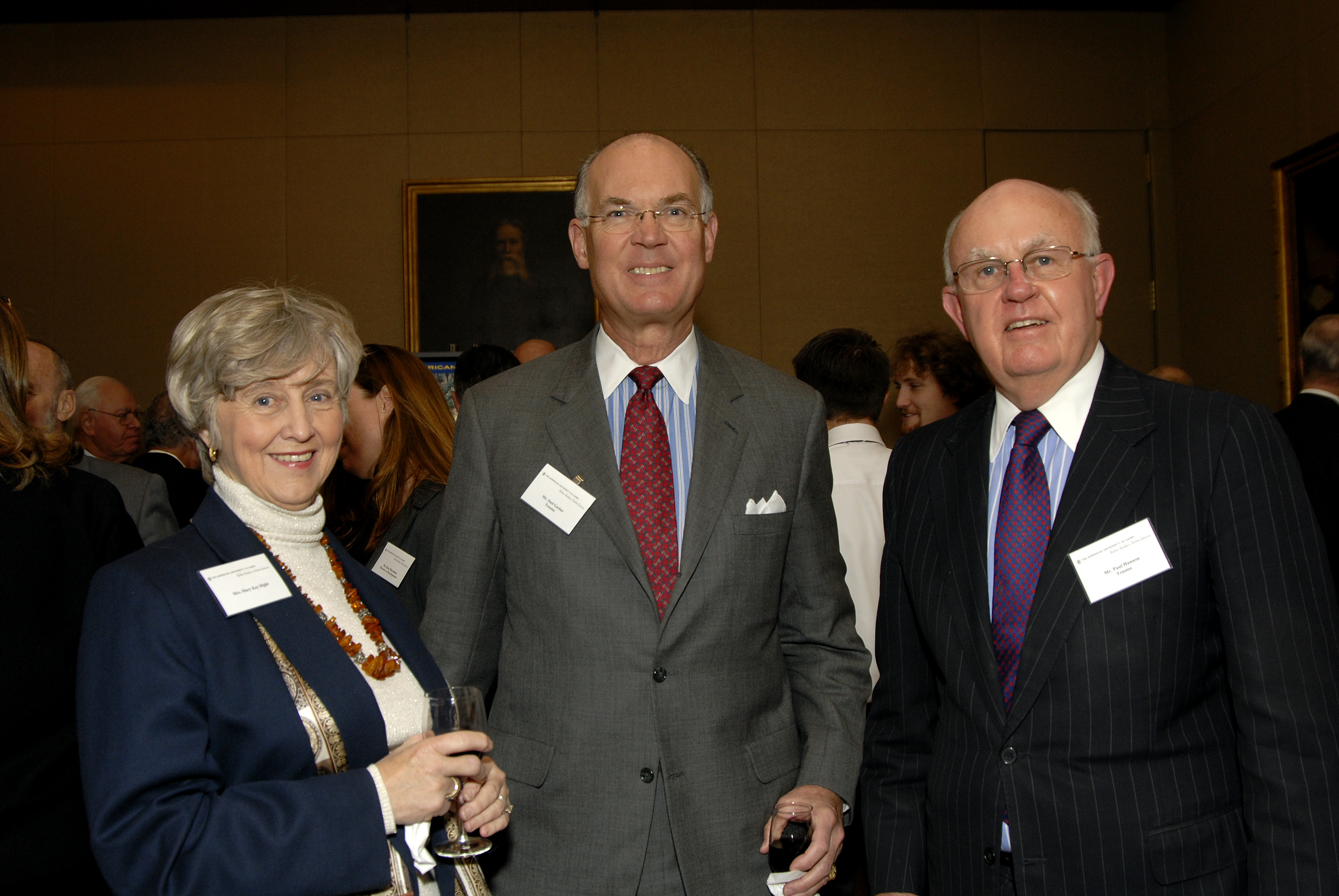 Hannon and two other trustees at AUC Chairman's reception - Harvard Club in New York City November 2006