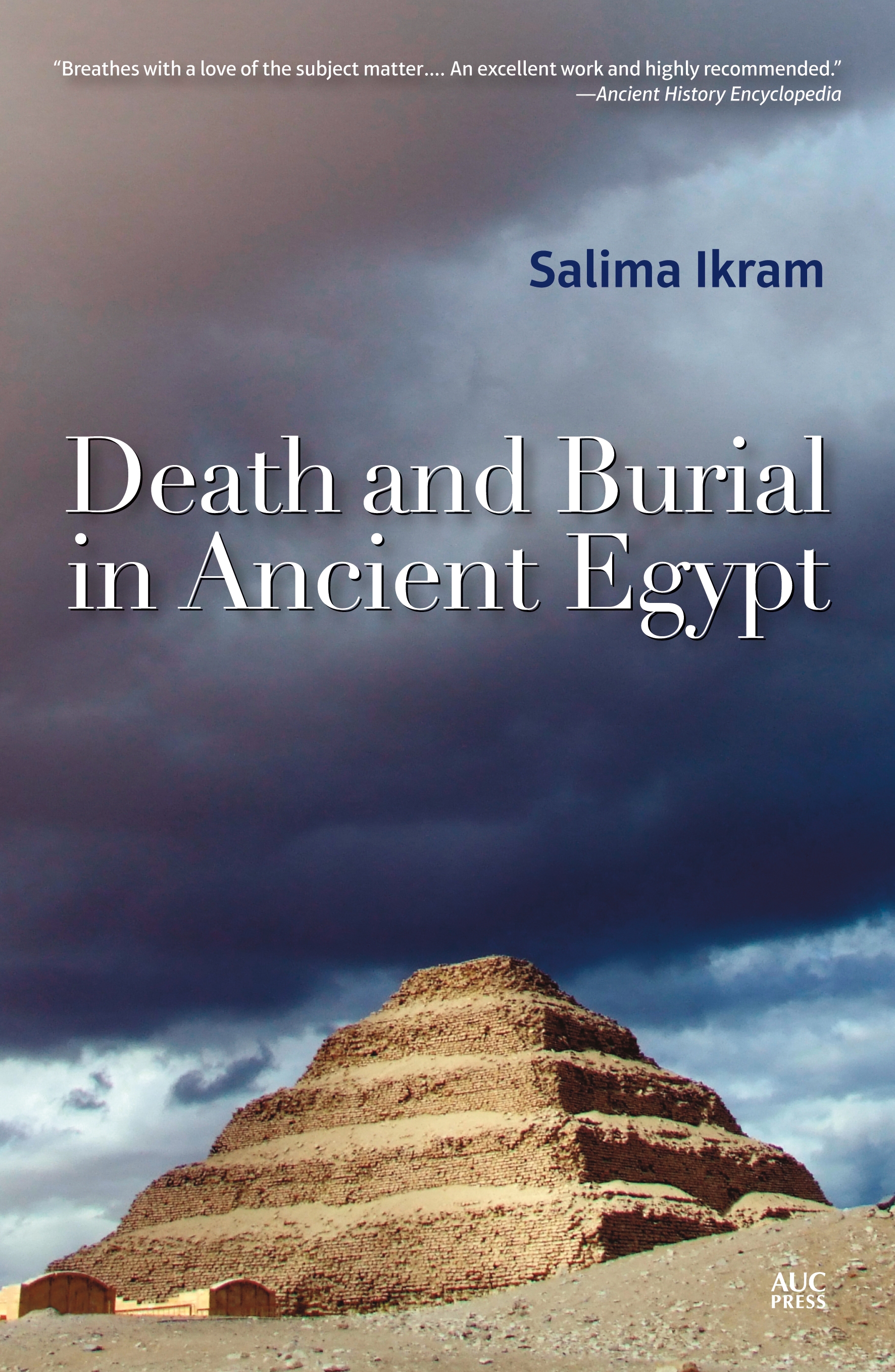 Death and Burial in Ancient Egypt book cover featuring the photo of an ancient pyramid in front of a dark sky