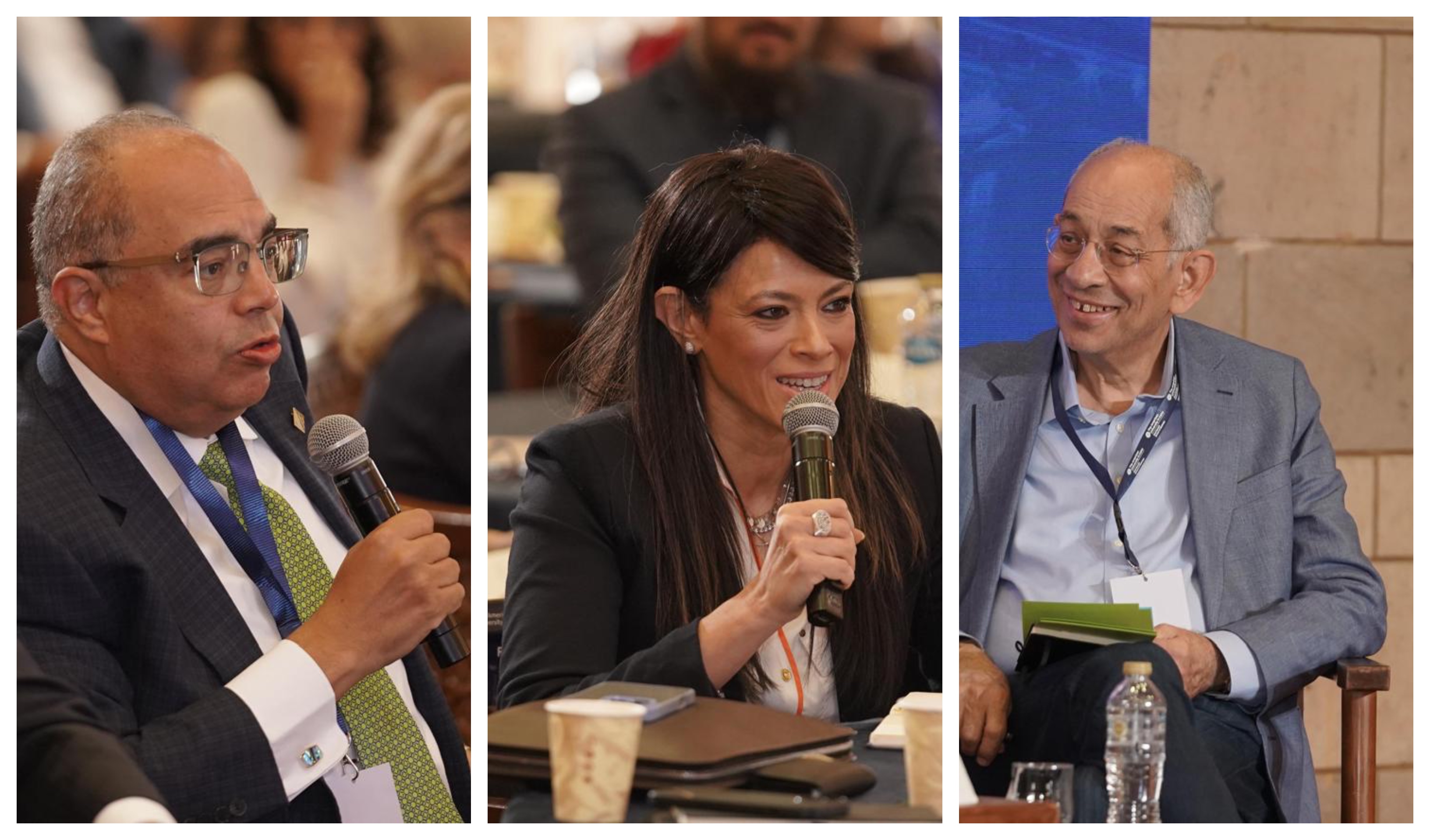 A collage of three speakers at the inaugural IMF MENA Research Conference