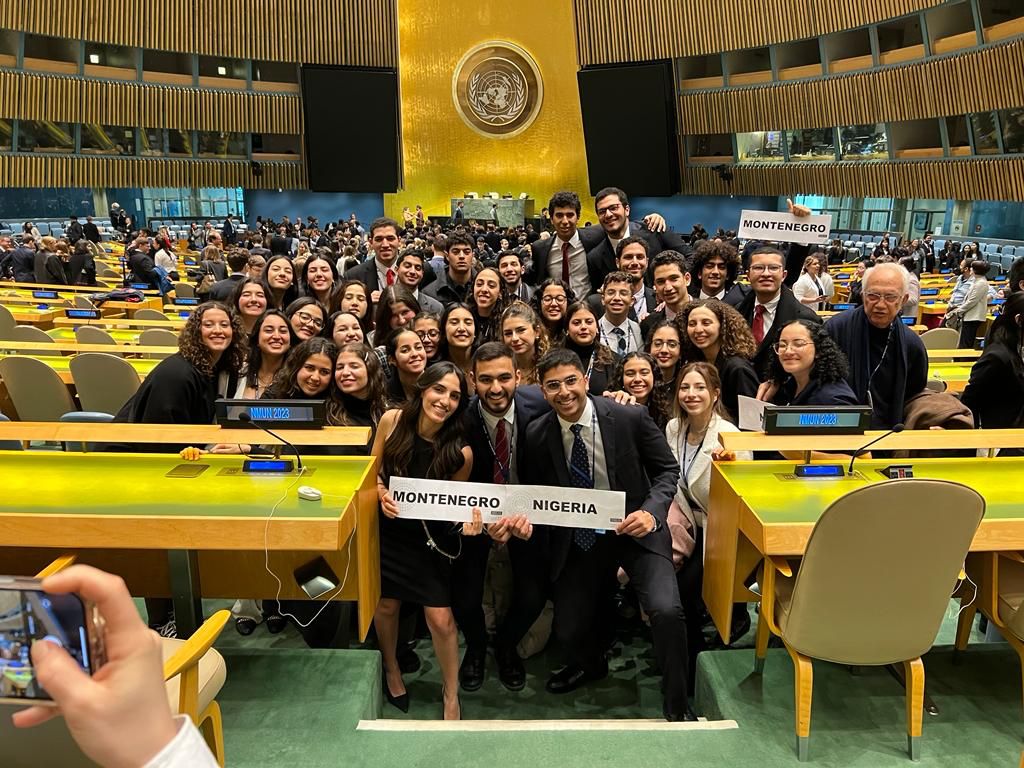 AUC's Cairo International Model United Nations team celebrating their victor at the National Model United Nations in New York