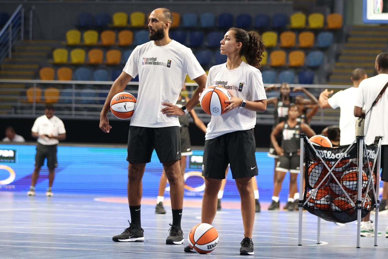 Nada Gasser '19 and Marwan Sarhan at Basketball Without Borders