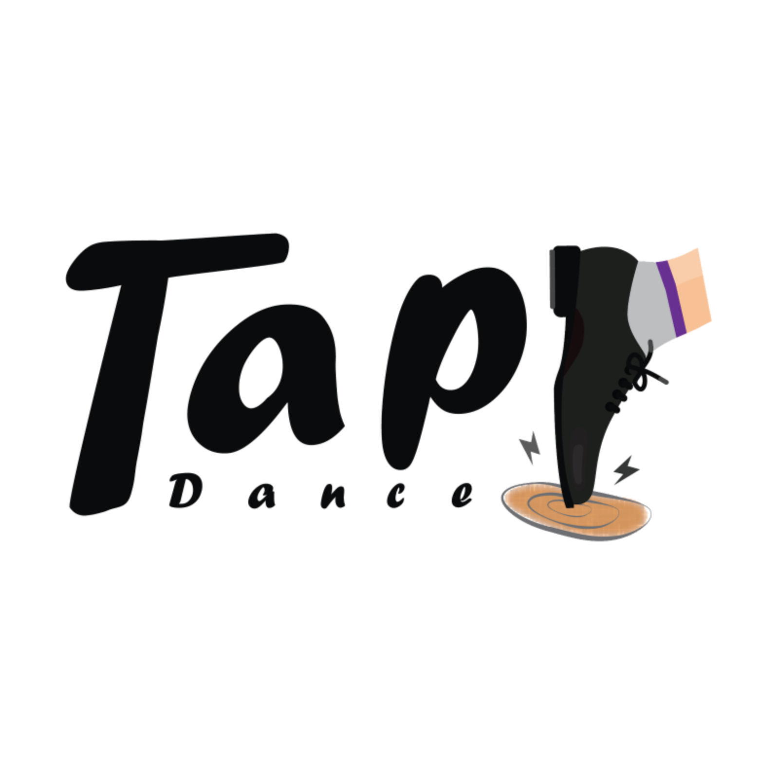 Text reads"Tap Dance" and one foot wearing shoes