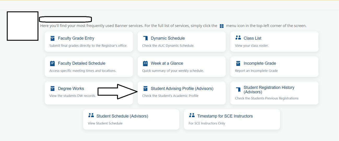 go to profile then search for student advising profile