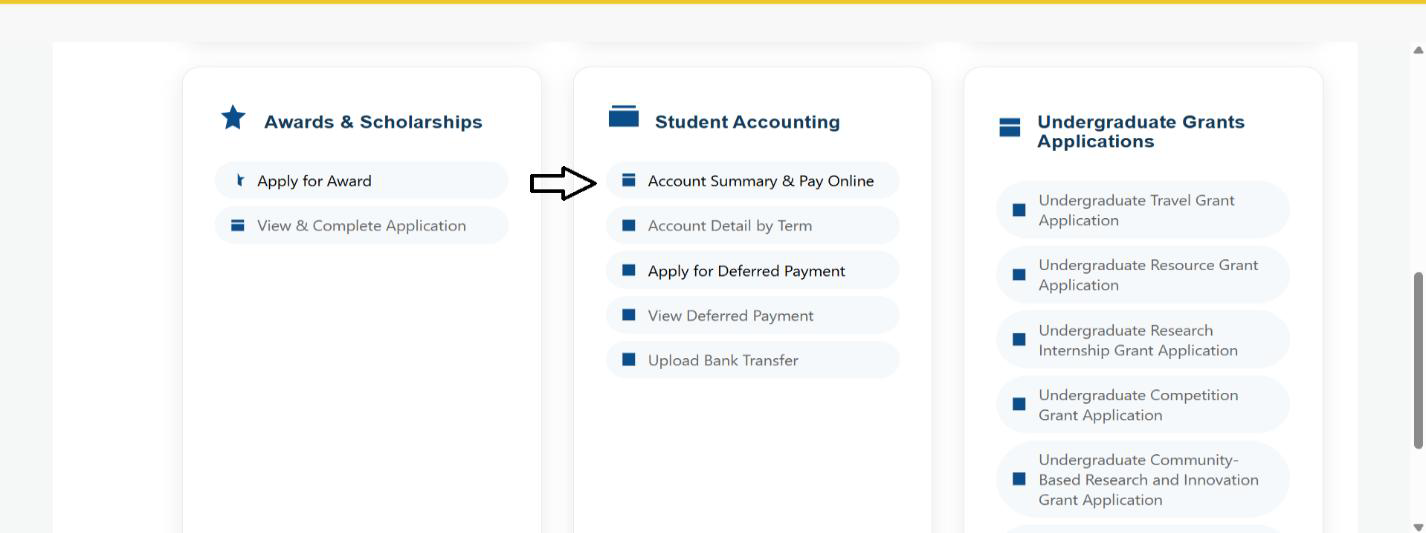 under student accounting, select account summary and pay online