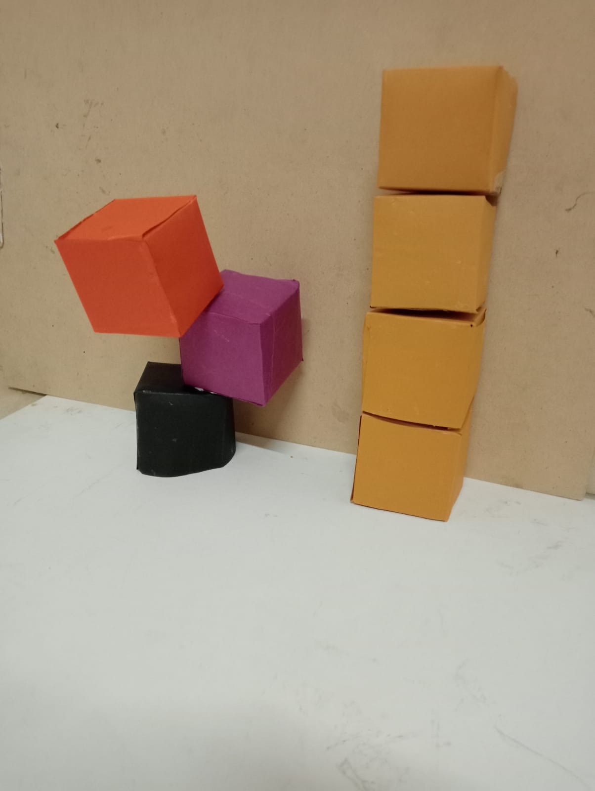 Student sculpture, stacked blocks