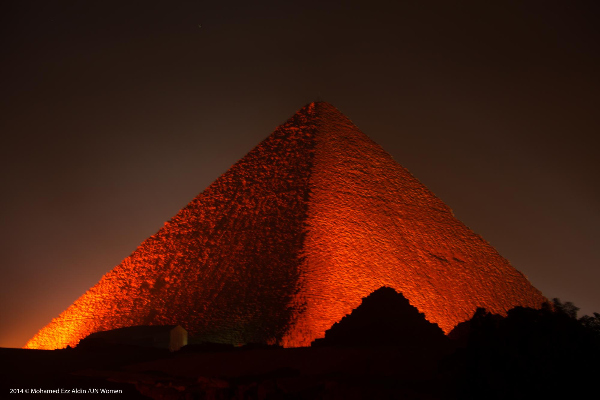 The Great Pyramid was illuminated in orange as part of the "Orange the World" campaign for last year's International Day for the Elimination of Violence against Women