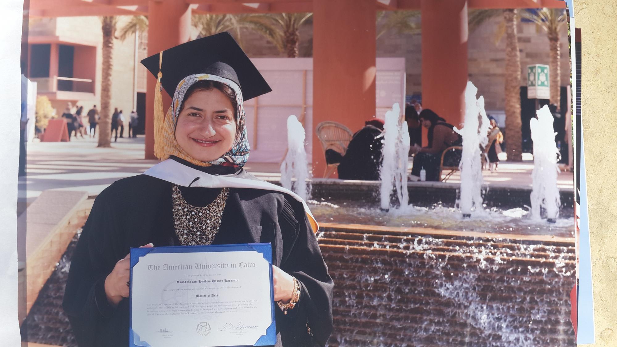 Alumna Rasha Essam Hassan is the first female graduate of AUC's educational leadership program