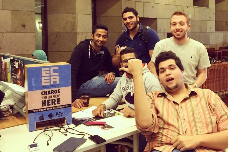 Mobile charging station in the AUC Library designed by Electronics and Communications Engineering Association