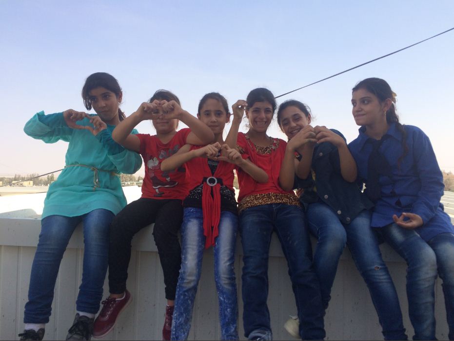 Girls in Azraq, Jordan where The Syria Fund brings items to distribute to refugees