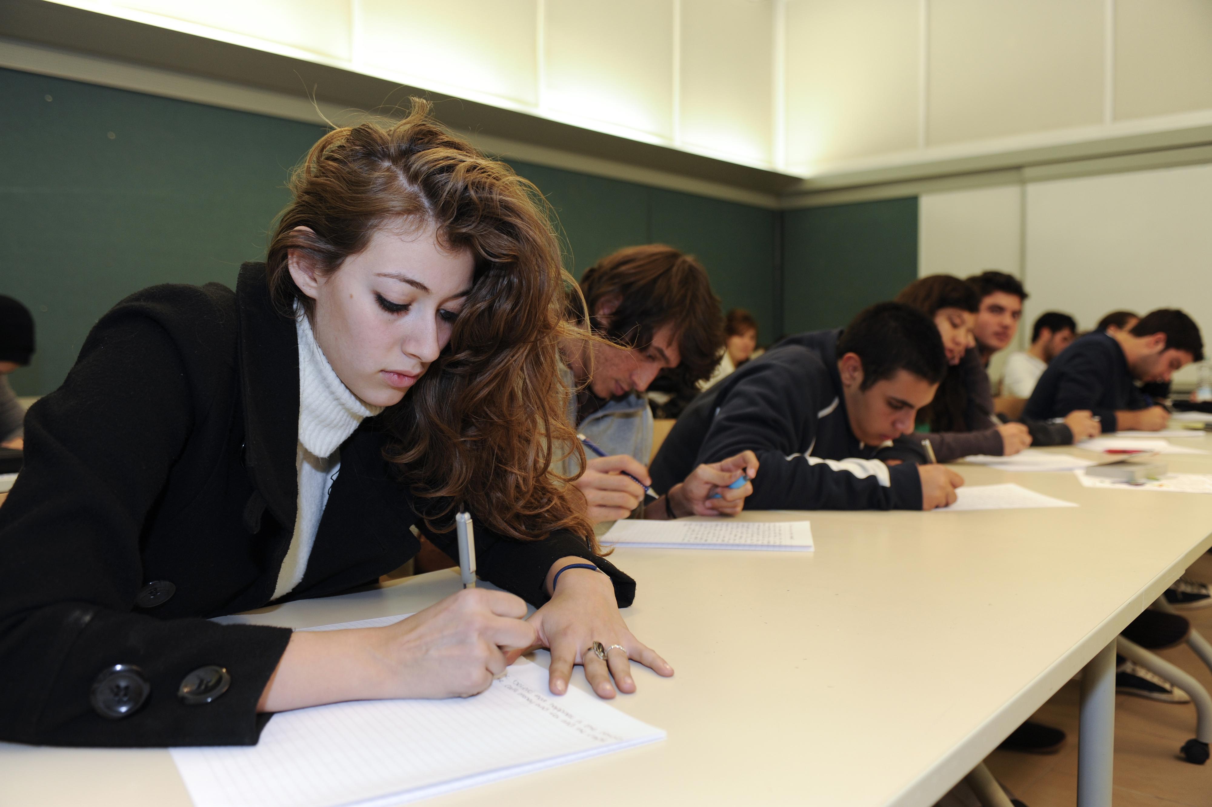 Students studying in class