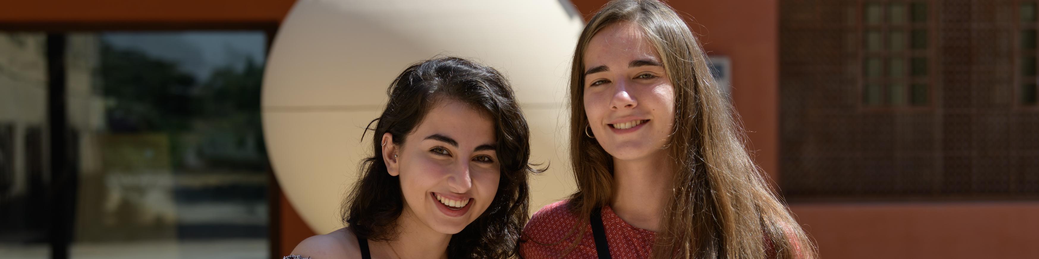 Two students on campus