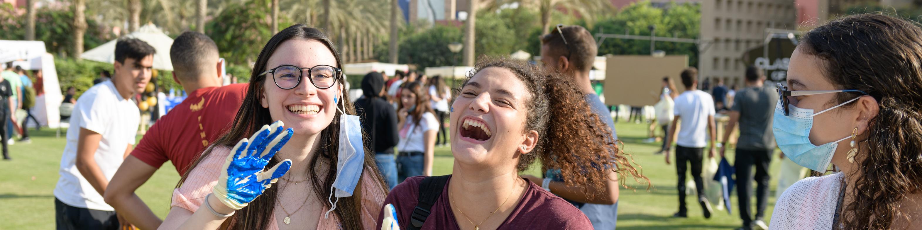 laughing students