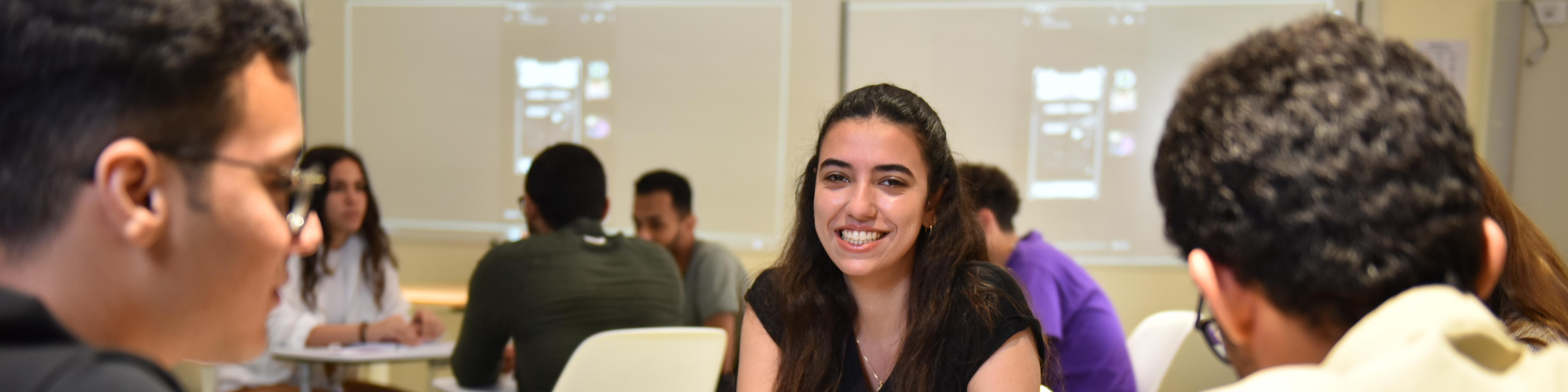 Girl smiling in class