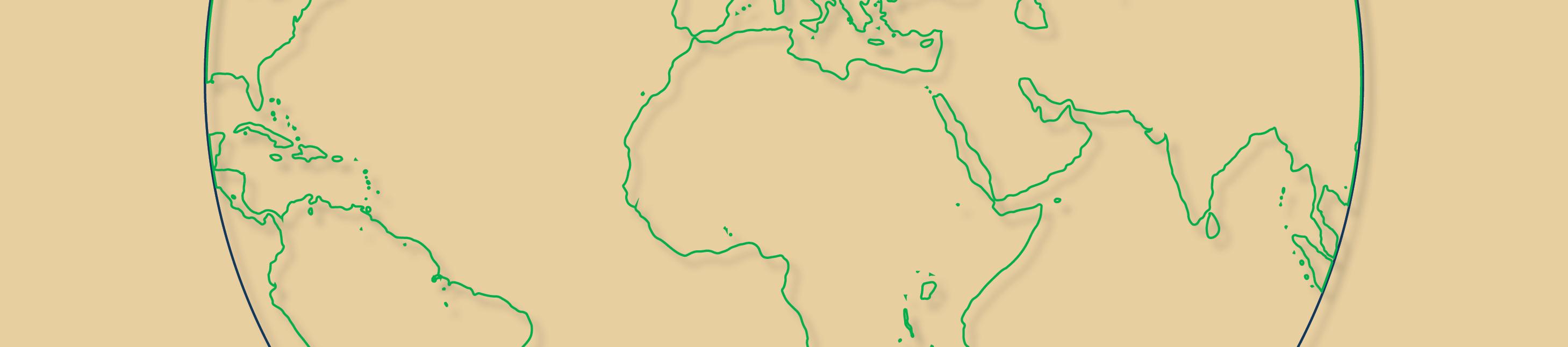 Green globe on beige background