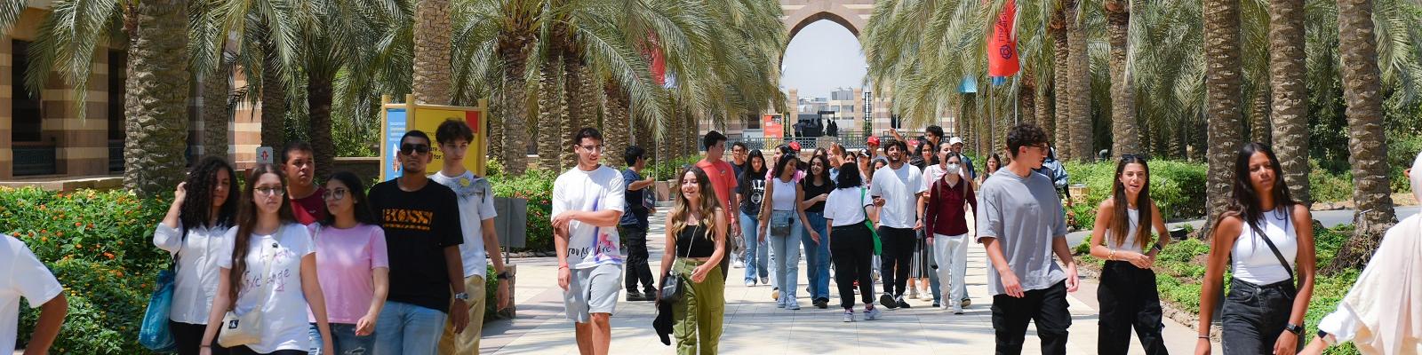 auc students walking on campus