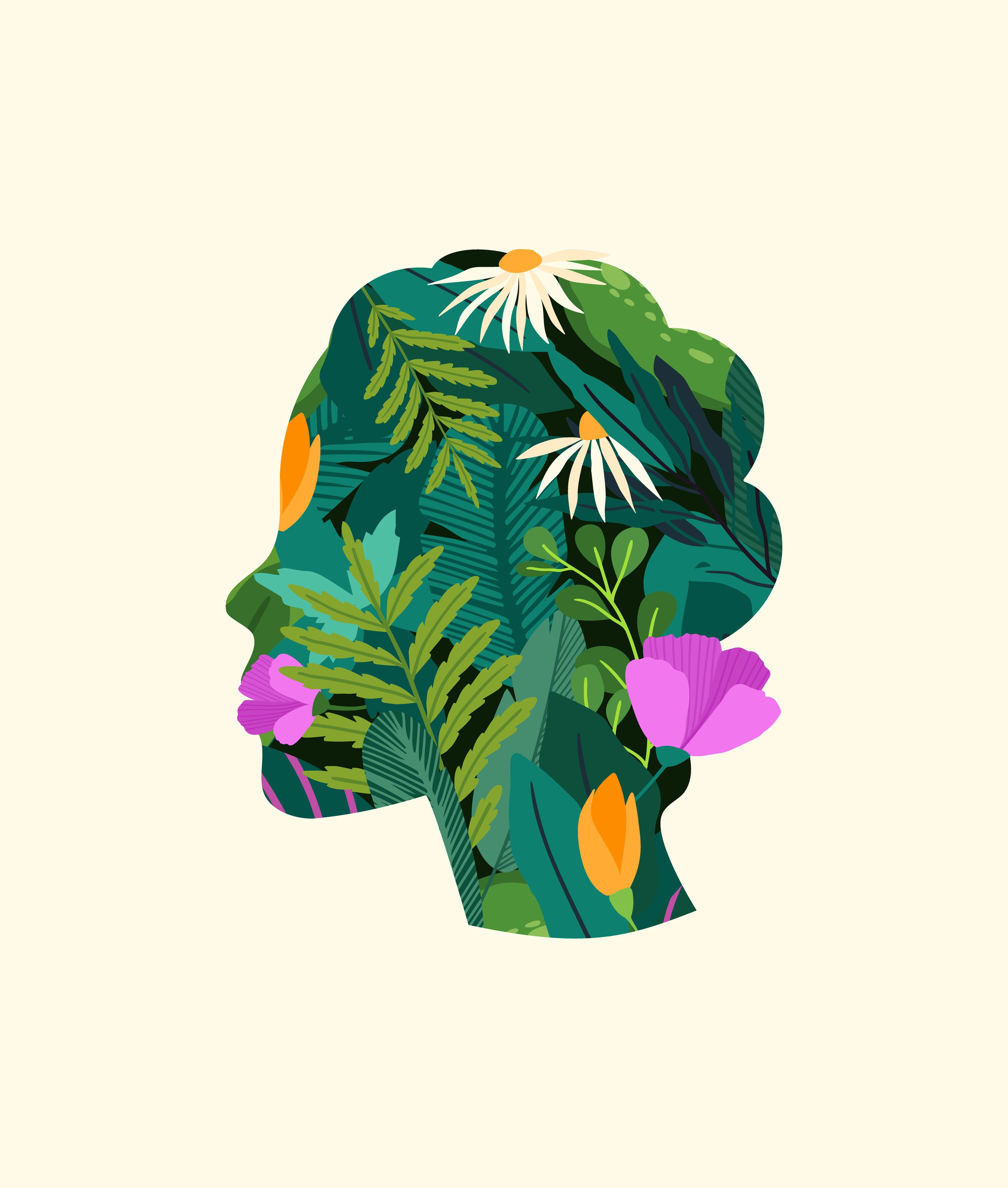 Face with flowers